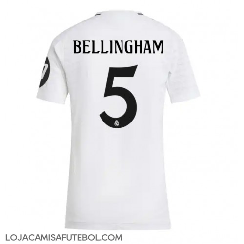 Camisa de Futebol Real Madrid Jude Bellingham #5 Equipamento Principal Mulheres 2024-25 Manga Curta